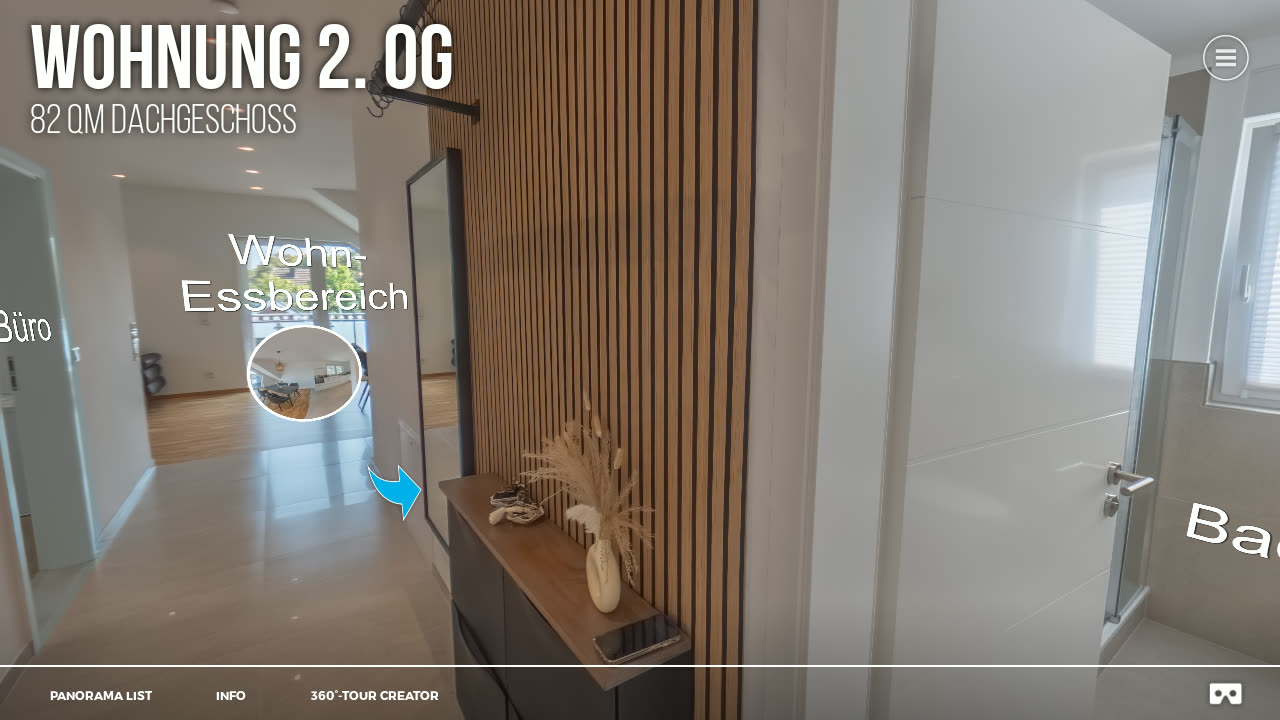 Flur der Dachgeschosswohnung im 360°-Rundgang